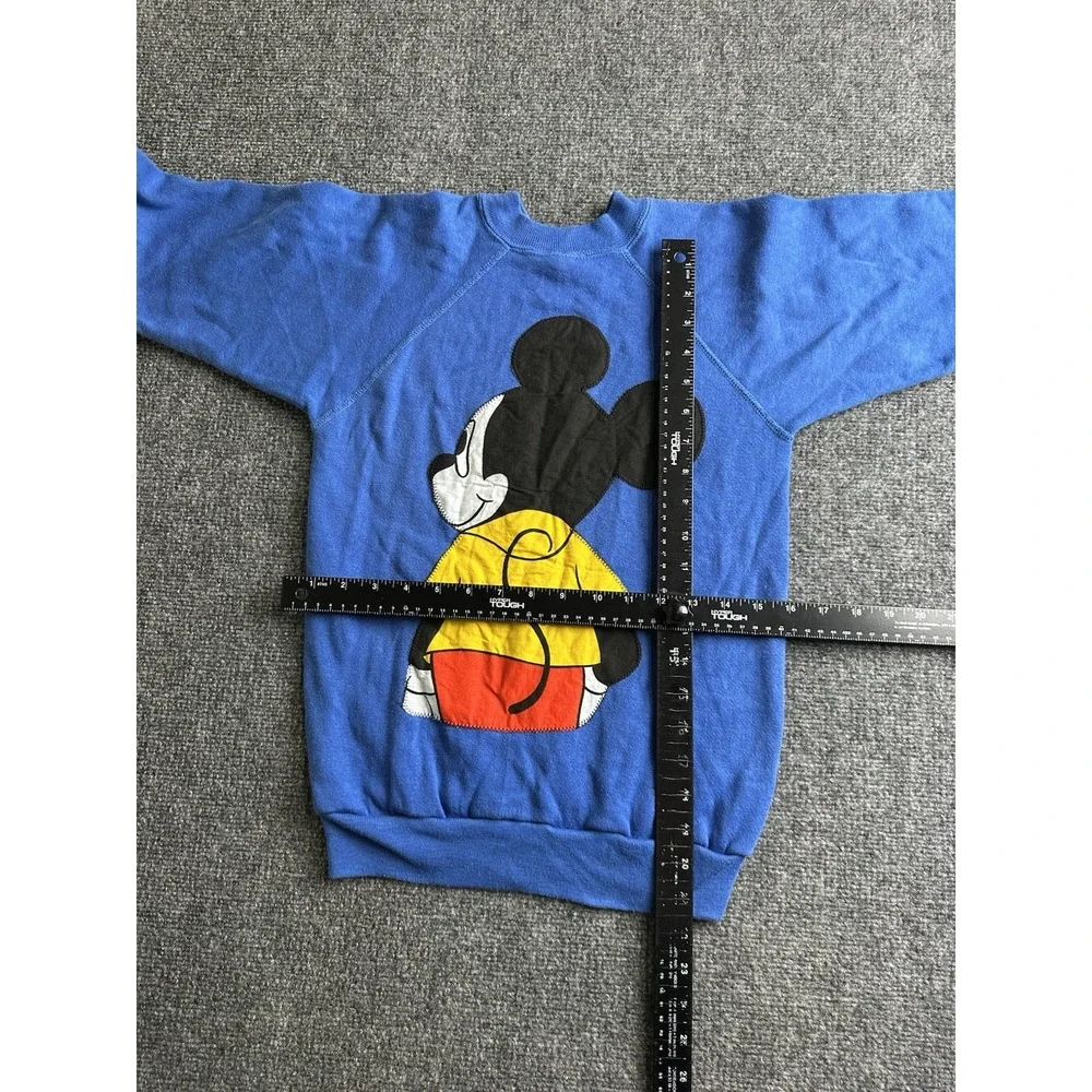 Boys 80s Mickey Mouse Double Sided Applique Sweatshirt Made in USA, Size L 14-16